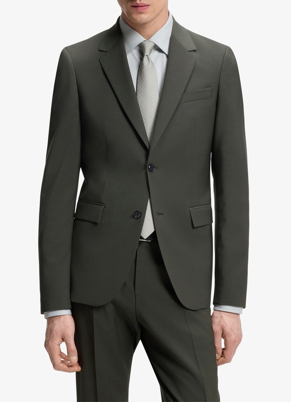 BOSS Slim fit 2-delig pak in wolblend - voorkant 2 donkergroen
