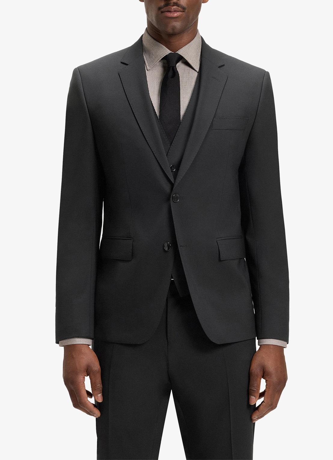 BOSS Slim fit 2-delig pak van scheerwol - voorkant 8 zwart