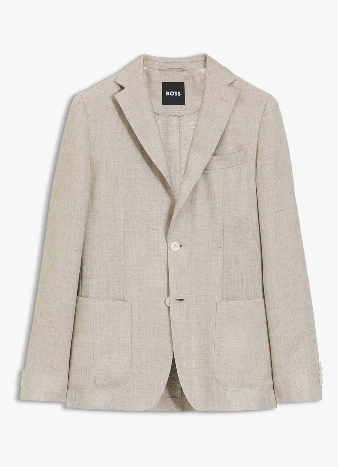 BOSS Slim-fit blazer in linnenblend met opgestikte zakken - voorkant 4 grijs