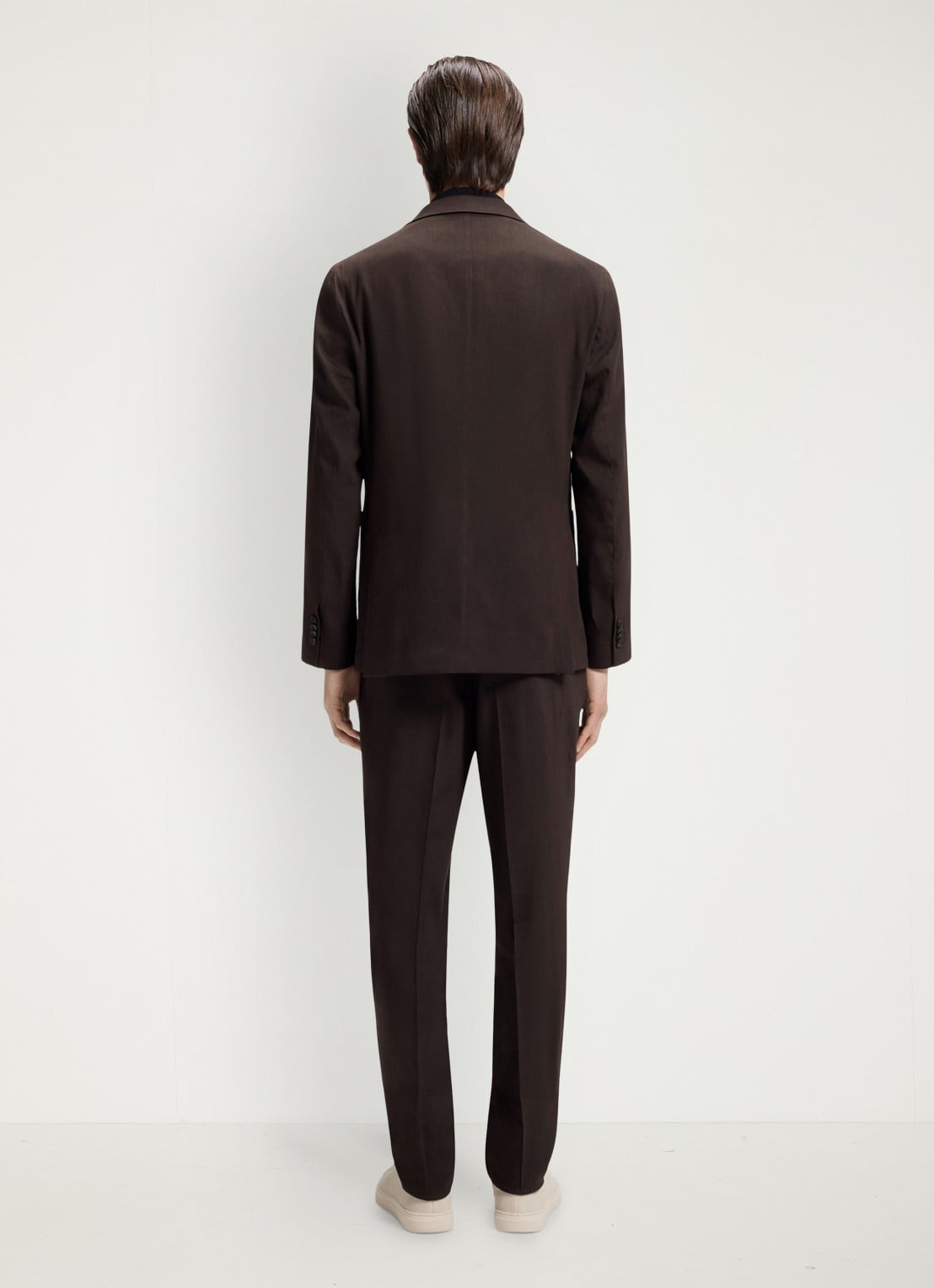 BOSS Slim fit blazer in linnenblend - achterkant donkerbruin