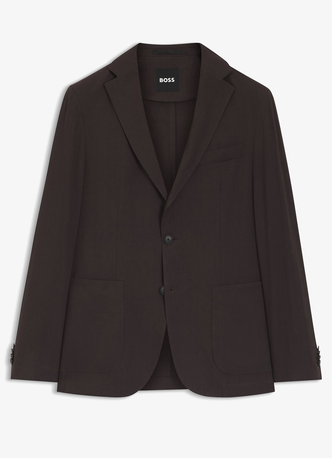 BOSS Slim fit blazer in linnenblend - voorkant 2 donkerbruin