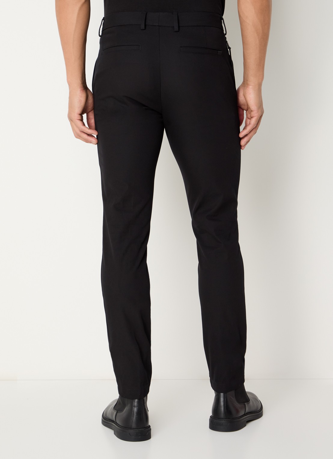 BOSS Slim-fit broek van een katoenmix met stretch - achterkant black-001 / zwart