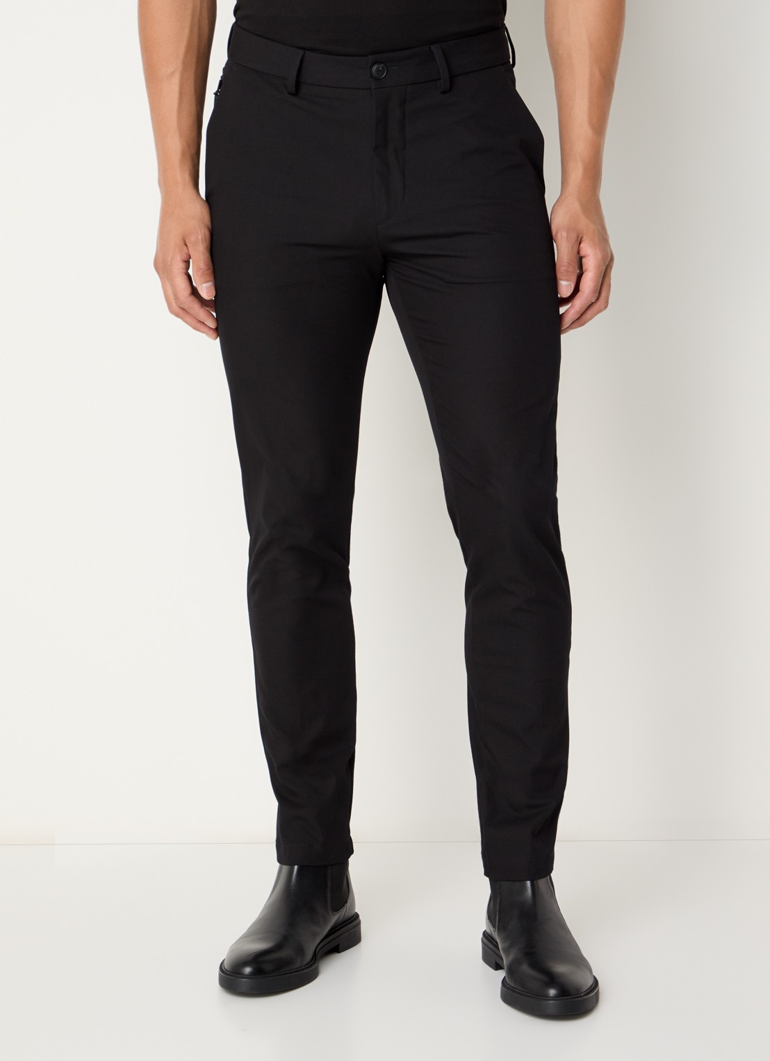 BOSS Slim-fit broek van een katoenmix met stretch - detail 4 black-001 / zwart