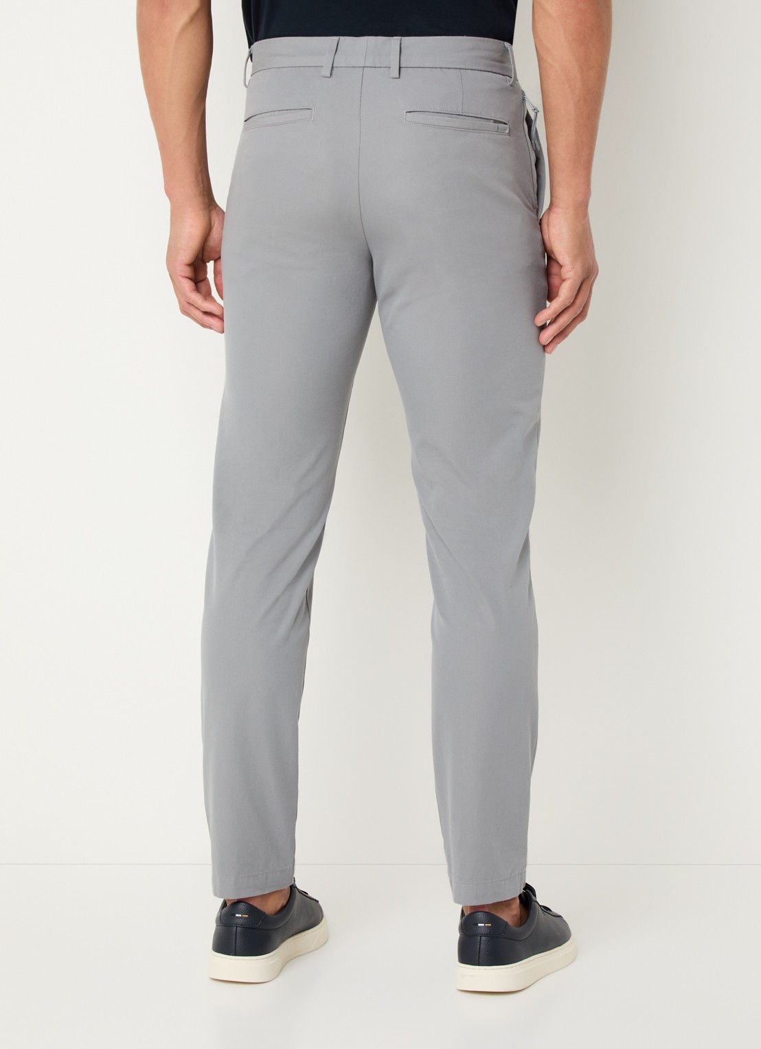 BOSS Slim-fit broek van een katoenmix met stretch - achterkant open grey-070 / grijs
