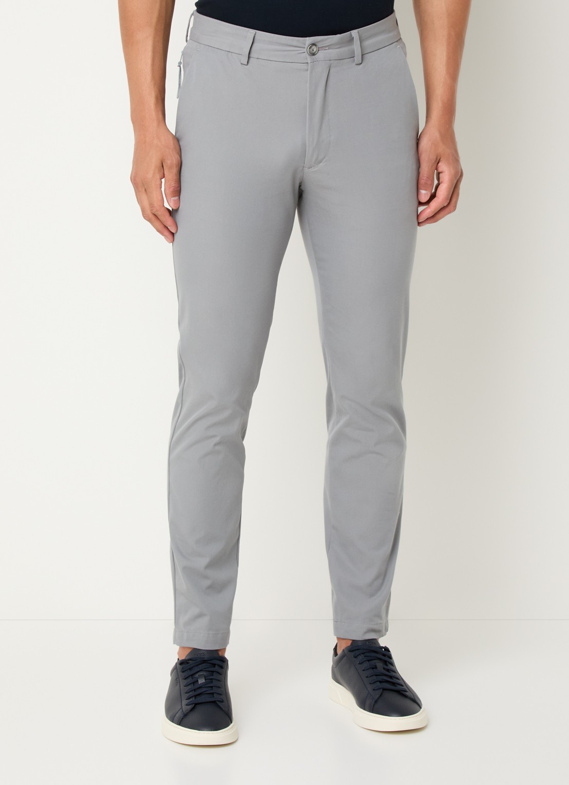 BOSS Slim-fit broek van een katoenmix met stretch - detail 4 open grey-070 / grijs