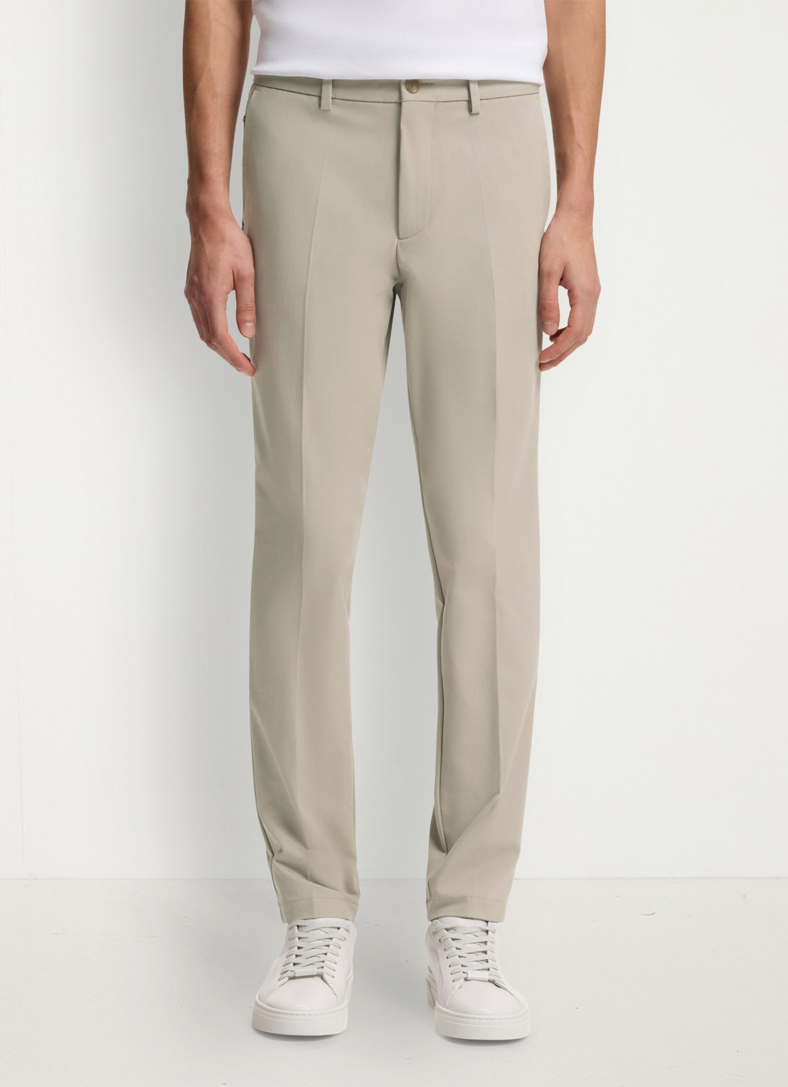 BOSS Slim-fit broek van een katoenmix met stretch - detail open beige-294 / beige