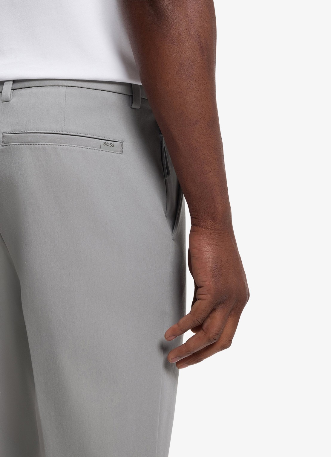 BOSS Slim-fit broek van een katoenmix met stretch - detail 3 open grey-079 / grijs