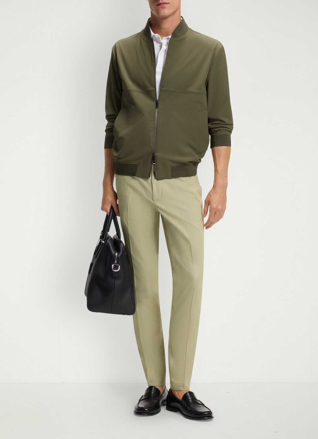 BOSS Slim-fit broek van een katoenmix met stretch - voorkant 2 dark beige-254 / beige