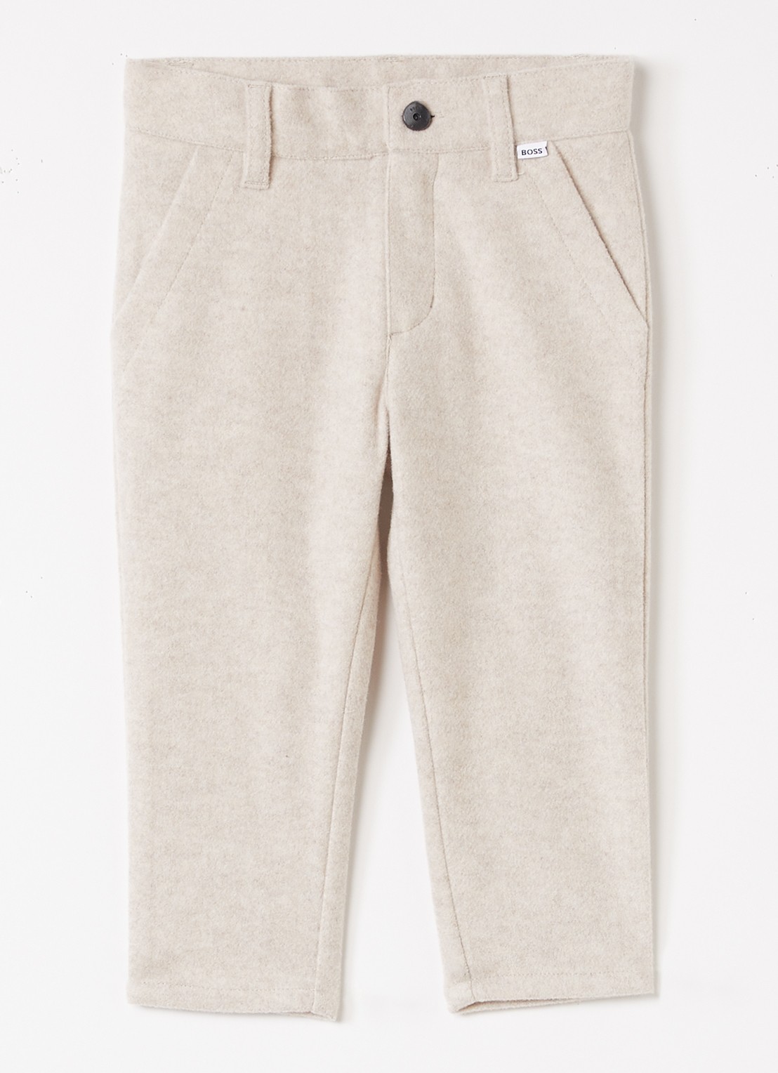 BOSS Slim fit broek van flanel - voorkant beige