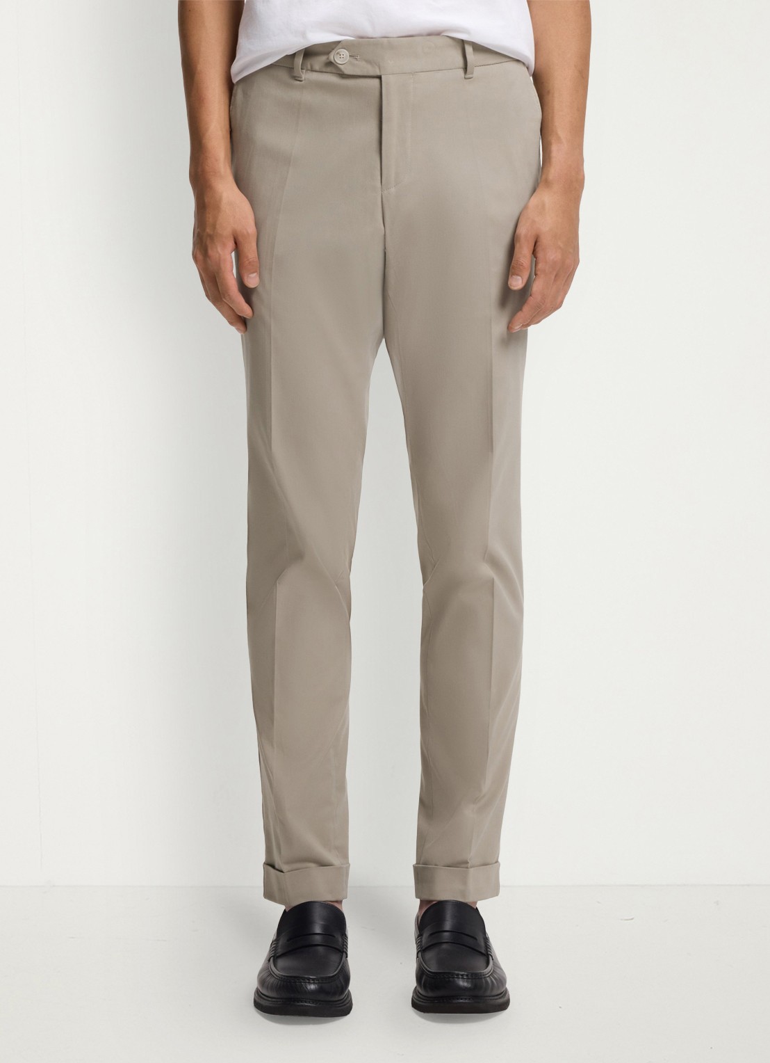 BOSS Slim-fit broek van wasbaar stretchkatoen - detail beige