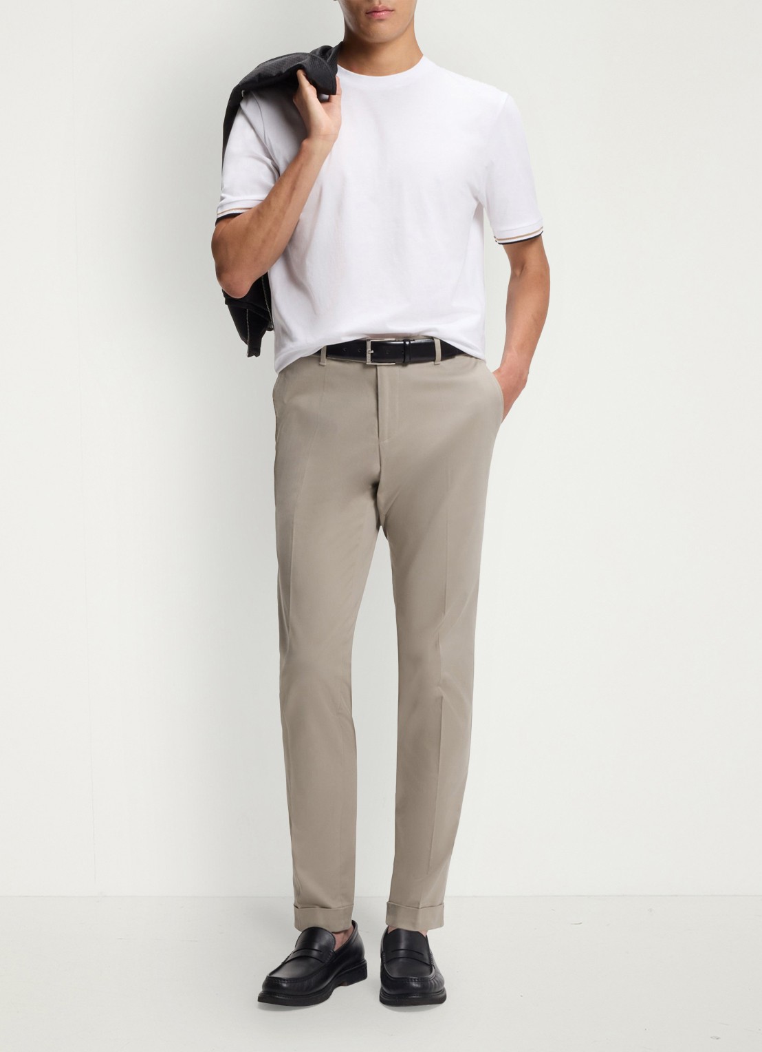 BOSS Slim-fit broek van wasbaar stretchkatoen - voorkant 6 beige