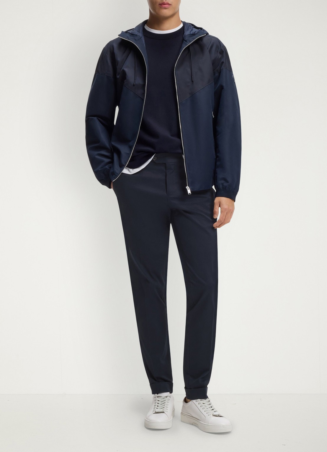 BOSS Slim-fit broek van wasbaar stretchkatoen - voorkant 6 donkerblauw