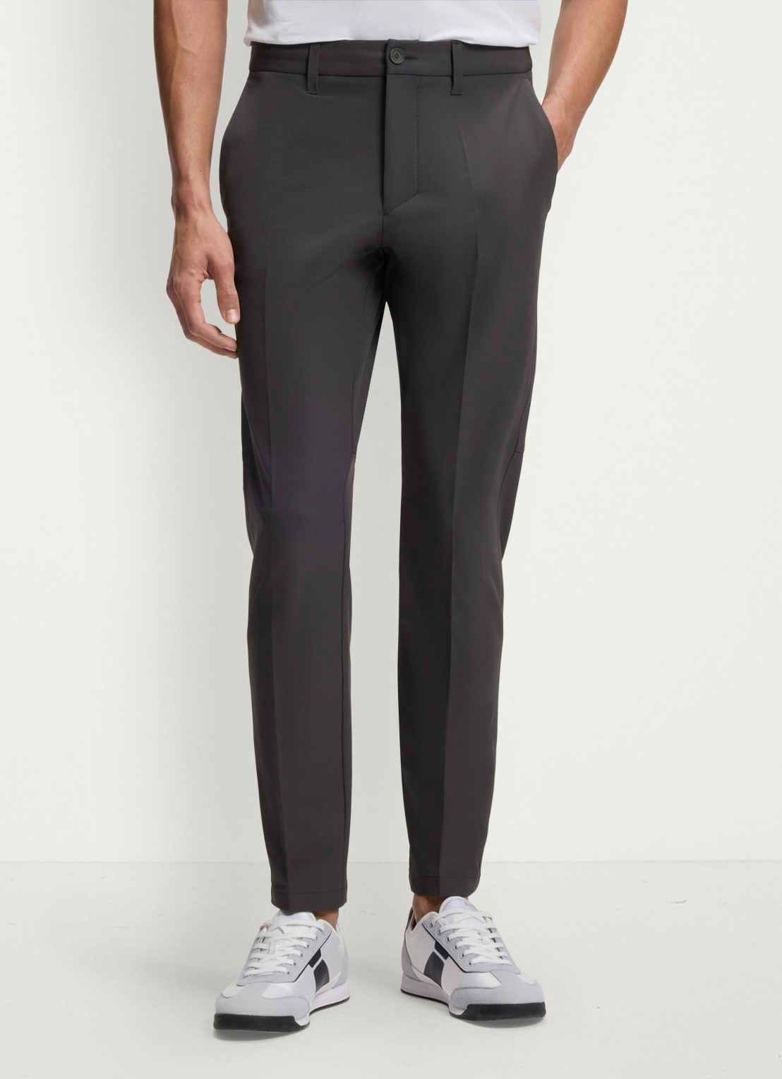 BOSS Slim-fit broek van waterafstotend stretchmateriaal - detail 2 dark grey-027 / grijs