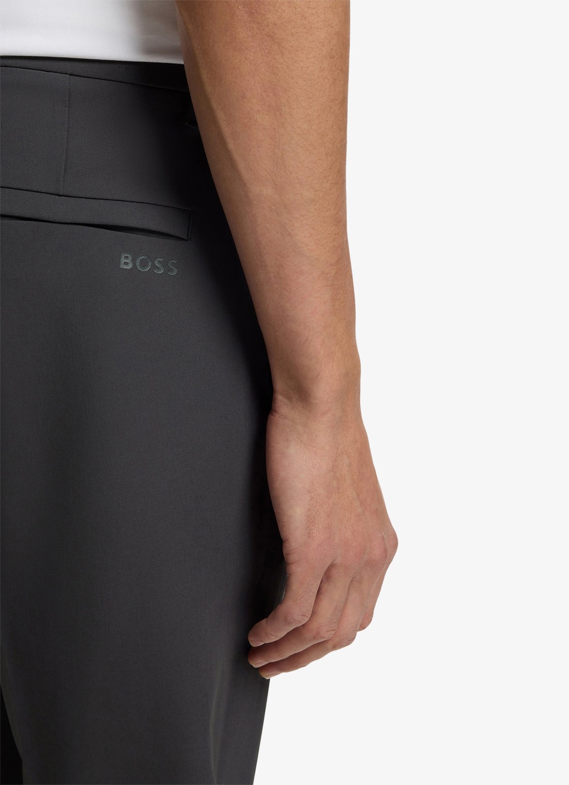 BOSS Slim-fit broek van waterafstotend stretchmateriaal - detail 4 dark grey-027 / grijs