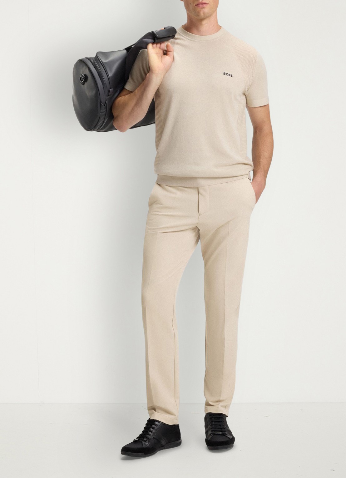 BOSS Slim-fit broek van waterafstotend stretchmateriaal - voorkant 2 medium beige-269 / beige