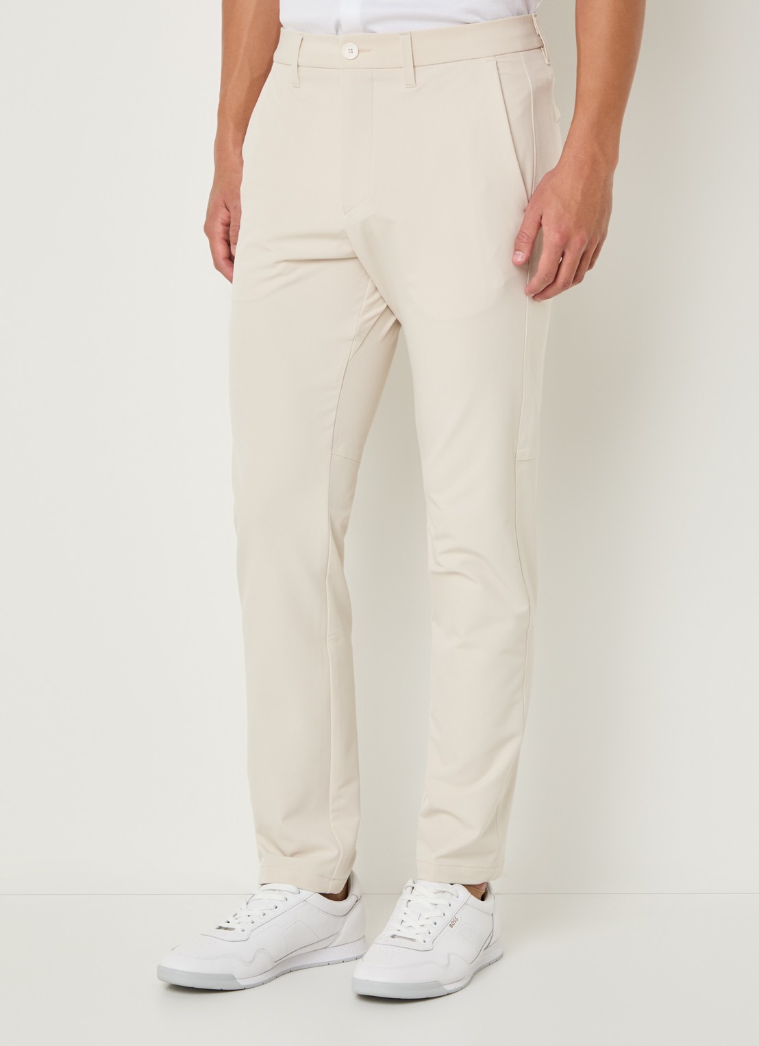 BOSS Slim-fit broek van waterafstotend stretchmateriaal - detail 4 open white-131 / wit