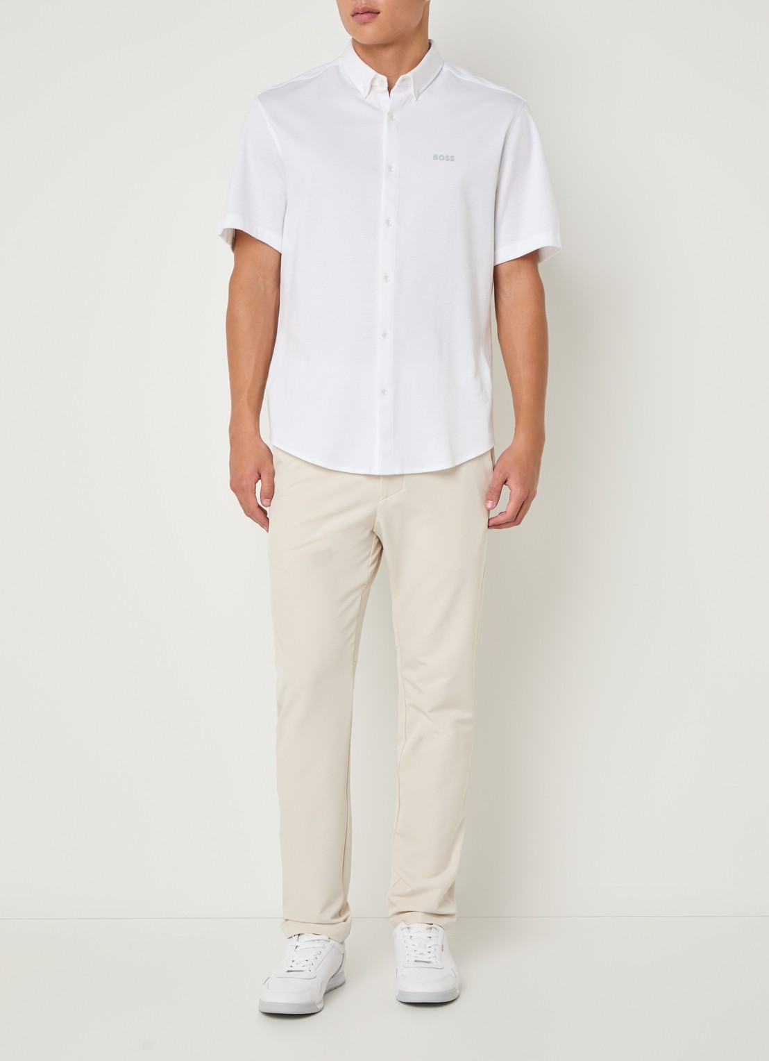 BOSS Slim-fit broek van waterafstotend stretchmateriaal - voorkant 2 open white-131 / wit