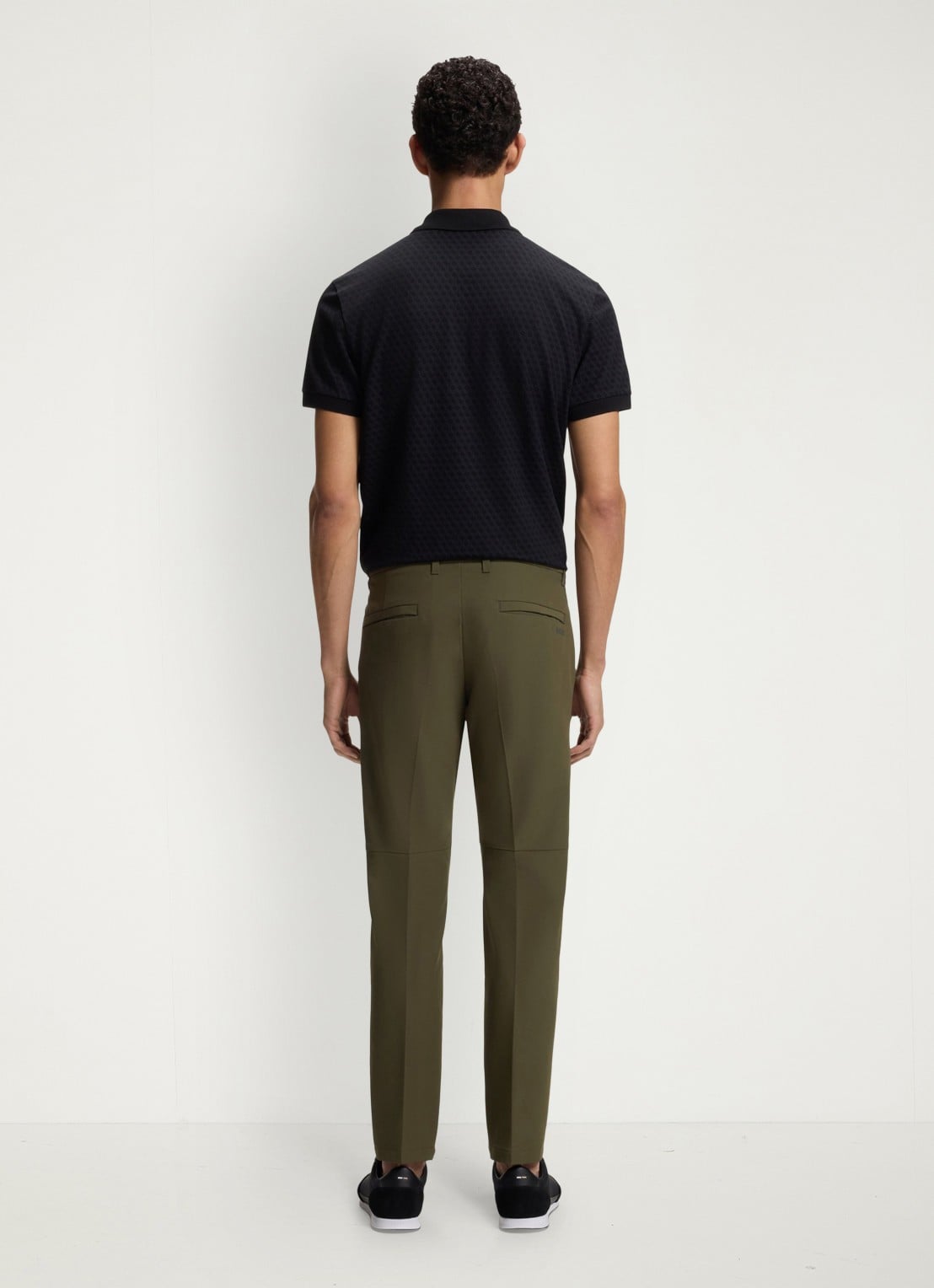 BOSS Slim-fit broek van waterafstotend stretchmateriaal - achterkant open green-347 / groen