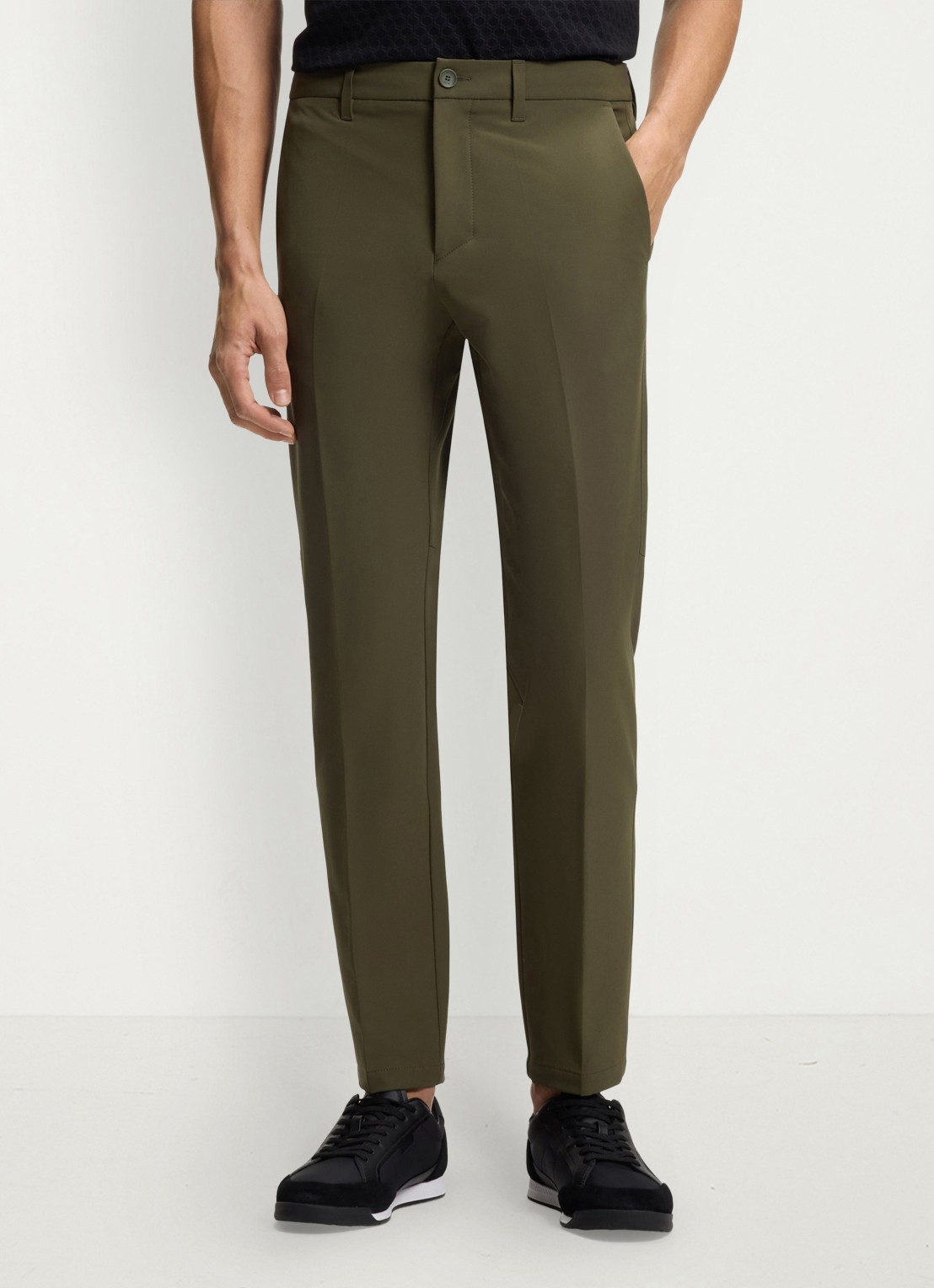 BOSS Slim-fit broek van waterafstotend stretchmateriaal - detail 2 open green-347 / groen