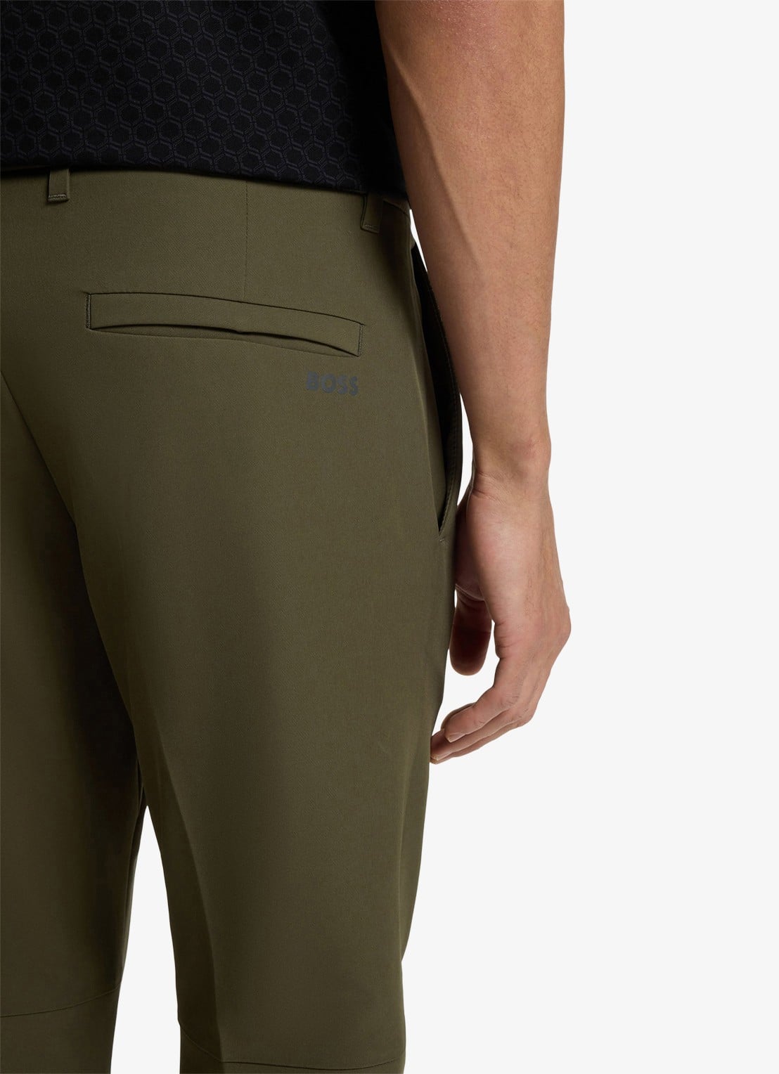 BOSS Slim-fit broek van waterafstotend stretchmateriaal - detail 3 open green-347 / groen