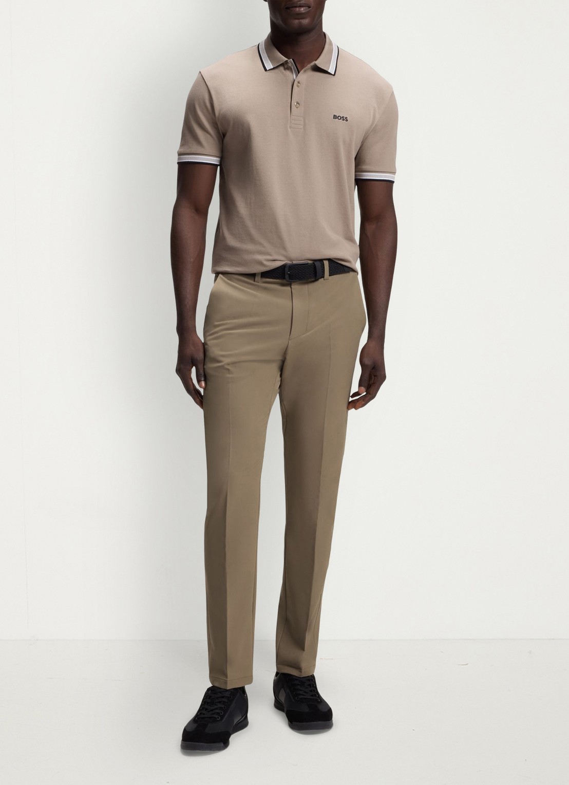BOSS Slim-fit broek van waterafstotend stretchmateriaal - voorkant 2 light /pastel green-334 / groen