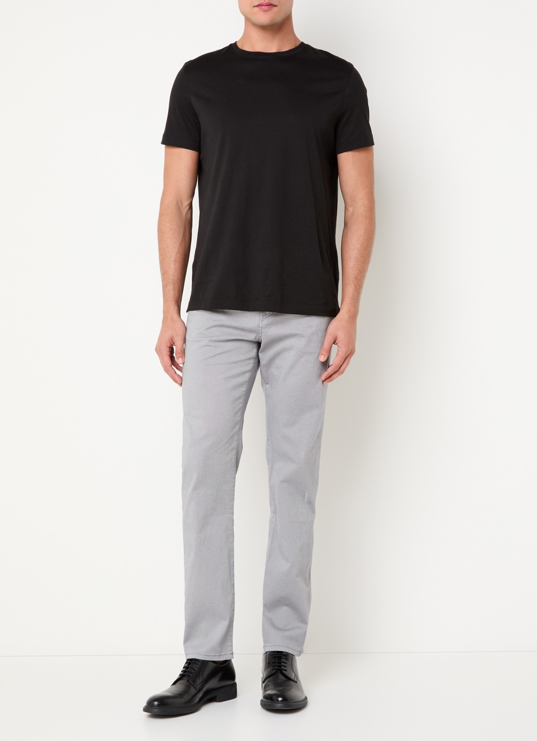 BOSS Slim fit chino met microdessin - voorkant 4 lichtgrijs