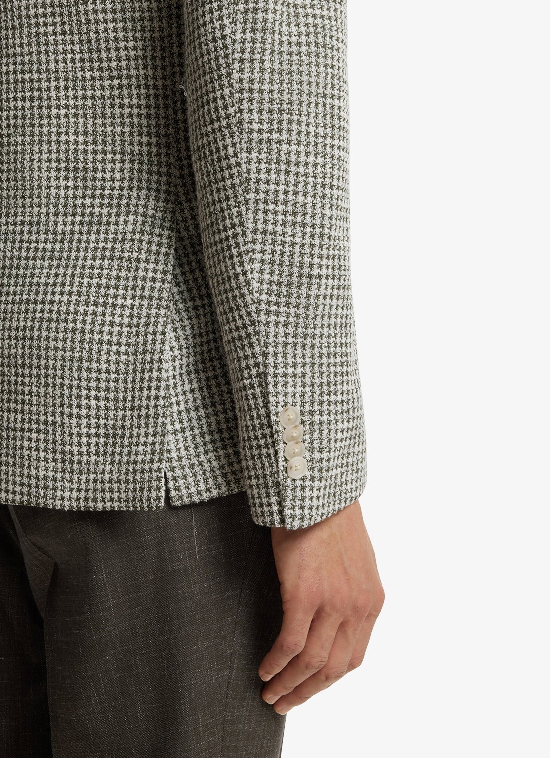 BOSS Slim fit colbert in katoenblend - detail 2 lichtgroen