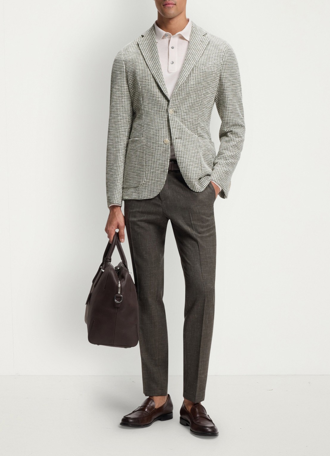 BOSS Slim fit colbert in katoenblend - voorkant 5 lichtgroen