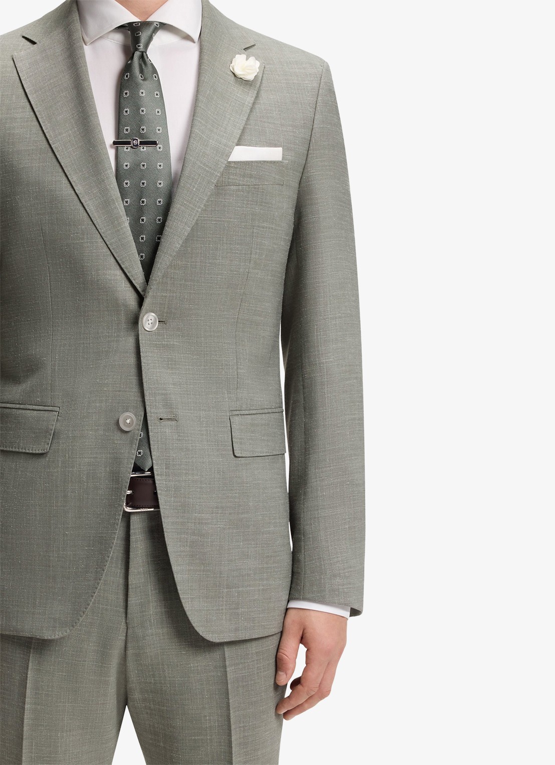 BOSS Slim fit colbert in wolblend met klepzakken - detail 2 grijs