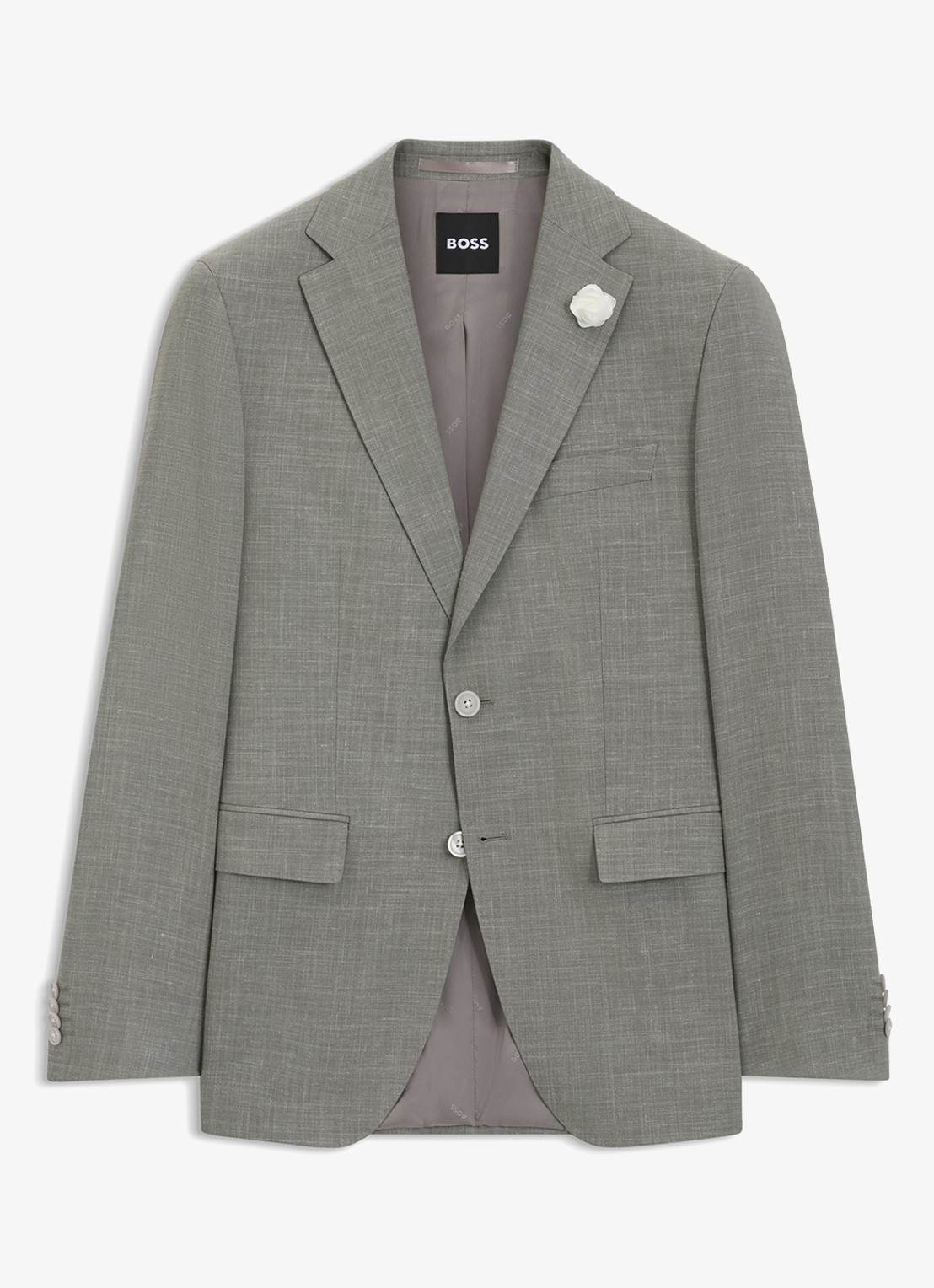 BOSS Slim fit colbert in wolblend met klepzakken - voorkant 5 grijs