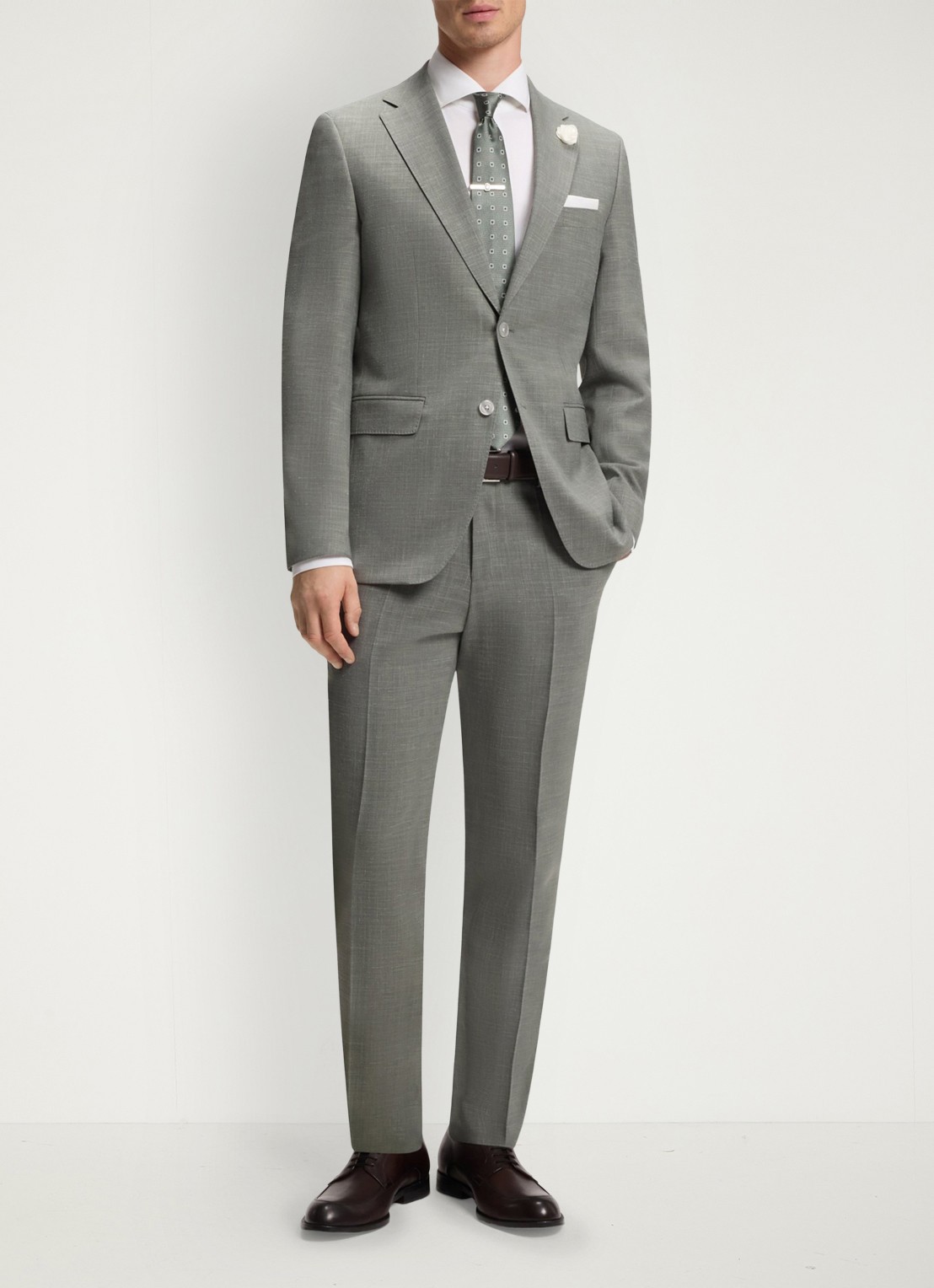 BOSS Slim fit colbert in wolblend met klepzakken - voorkant 6 grijs