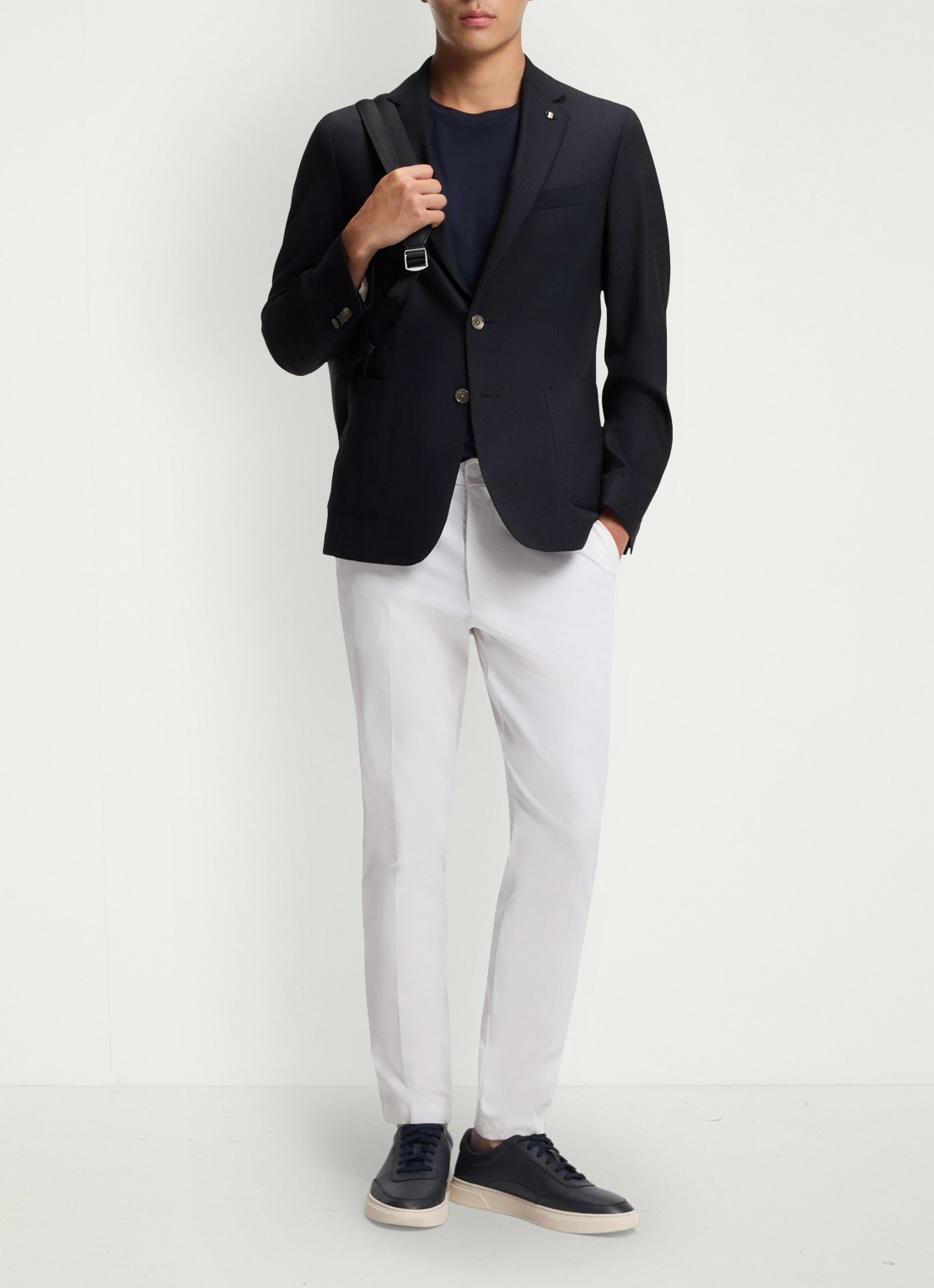 BOSS Slim fit colbert in wolblend - voorkant 3 blauw