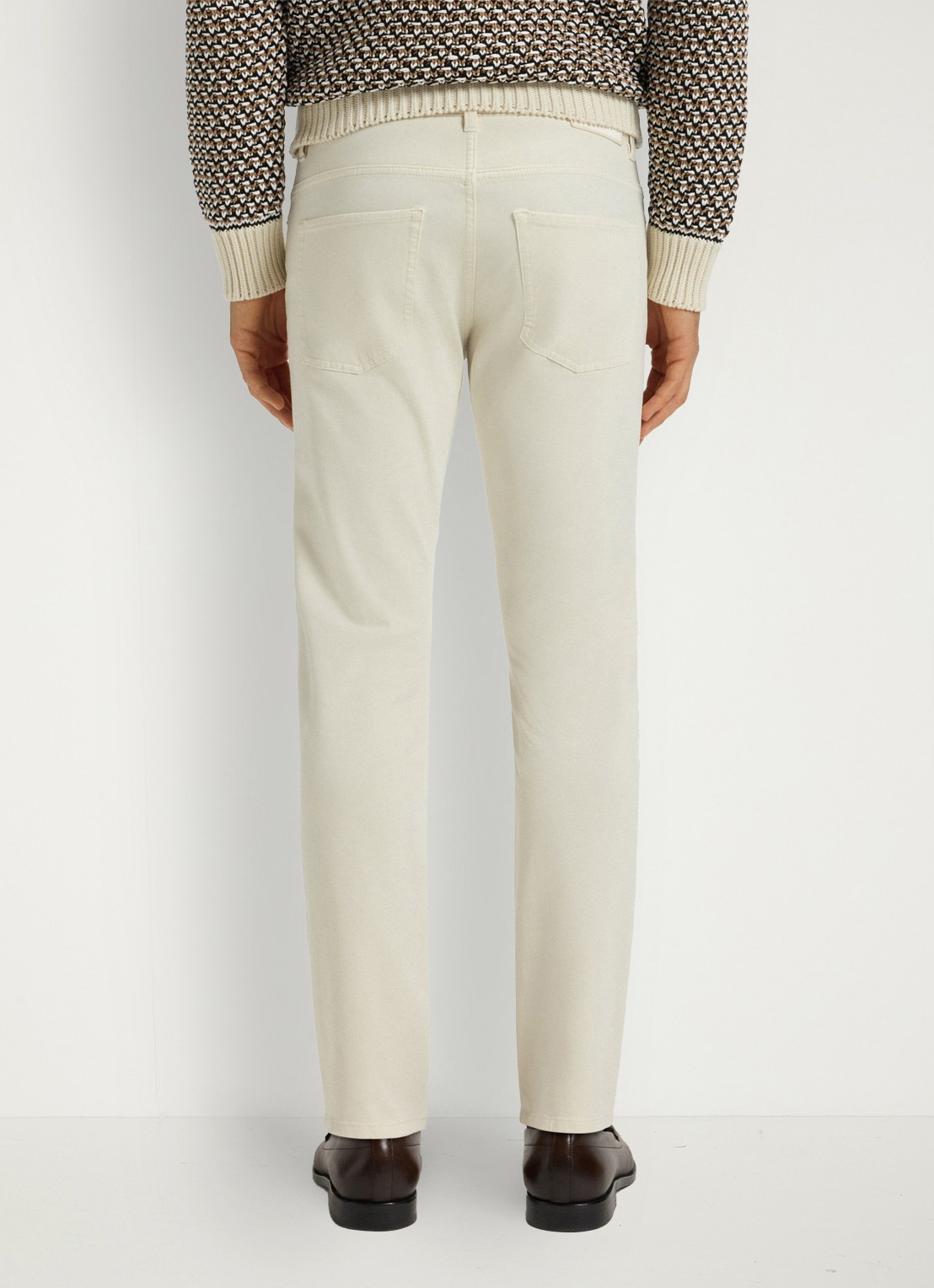 BOSS Slim-fit Delaware-broek van katoenen gabardine met stretch - achterkant 6 wit