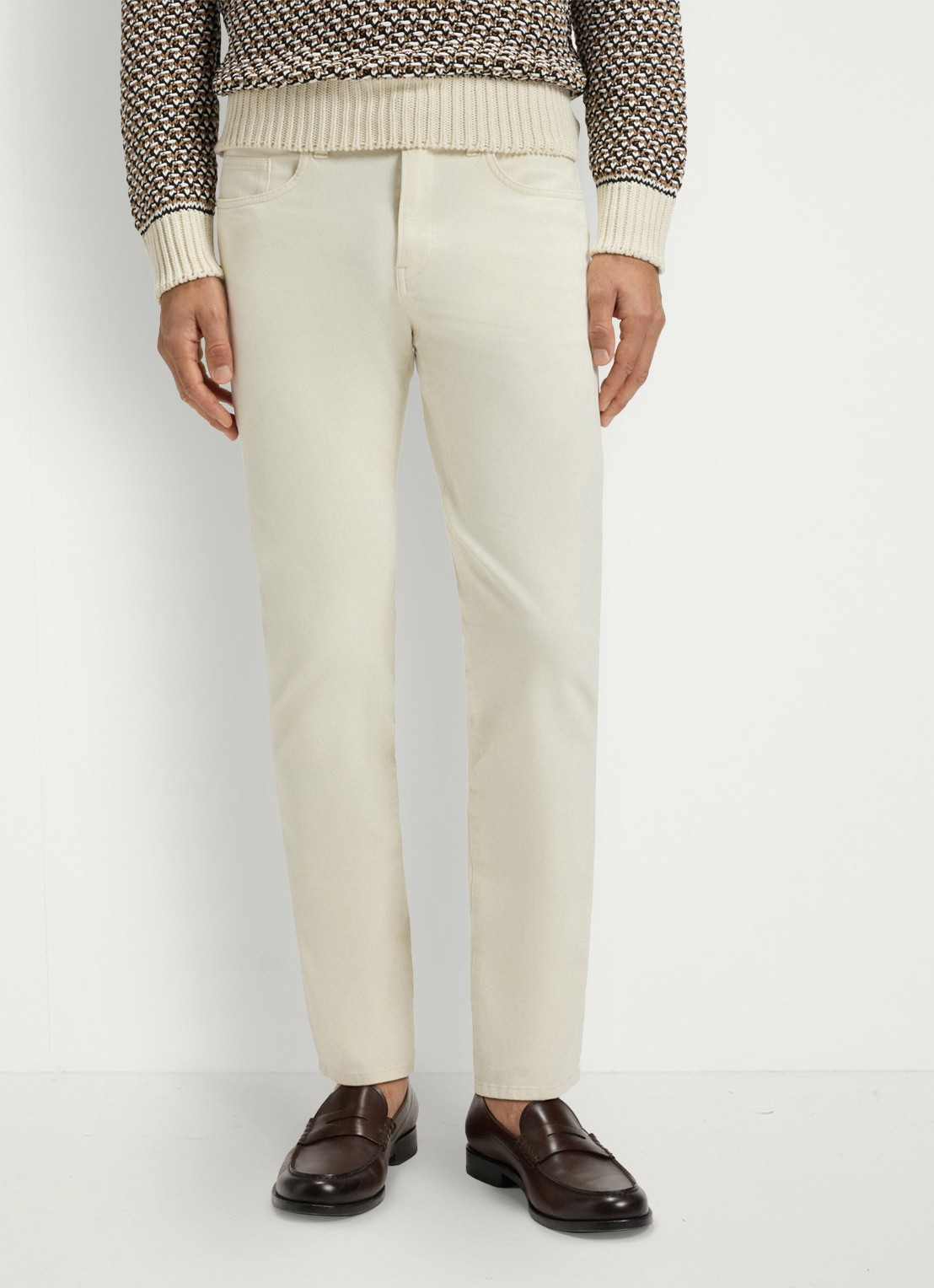 BOSS Slim-fit Delaware-broek van katoenen gabardine met stretch - detail 3 wit