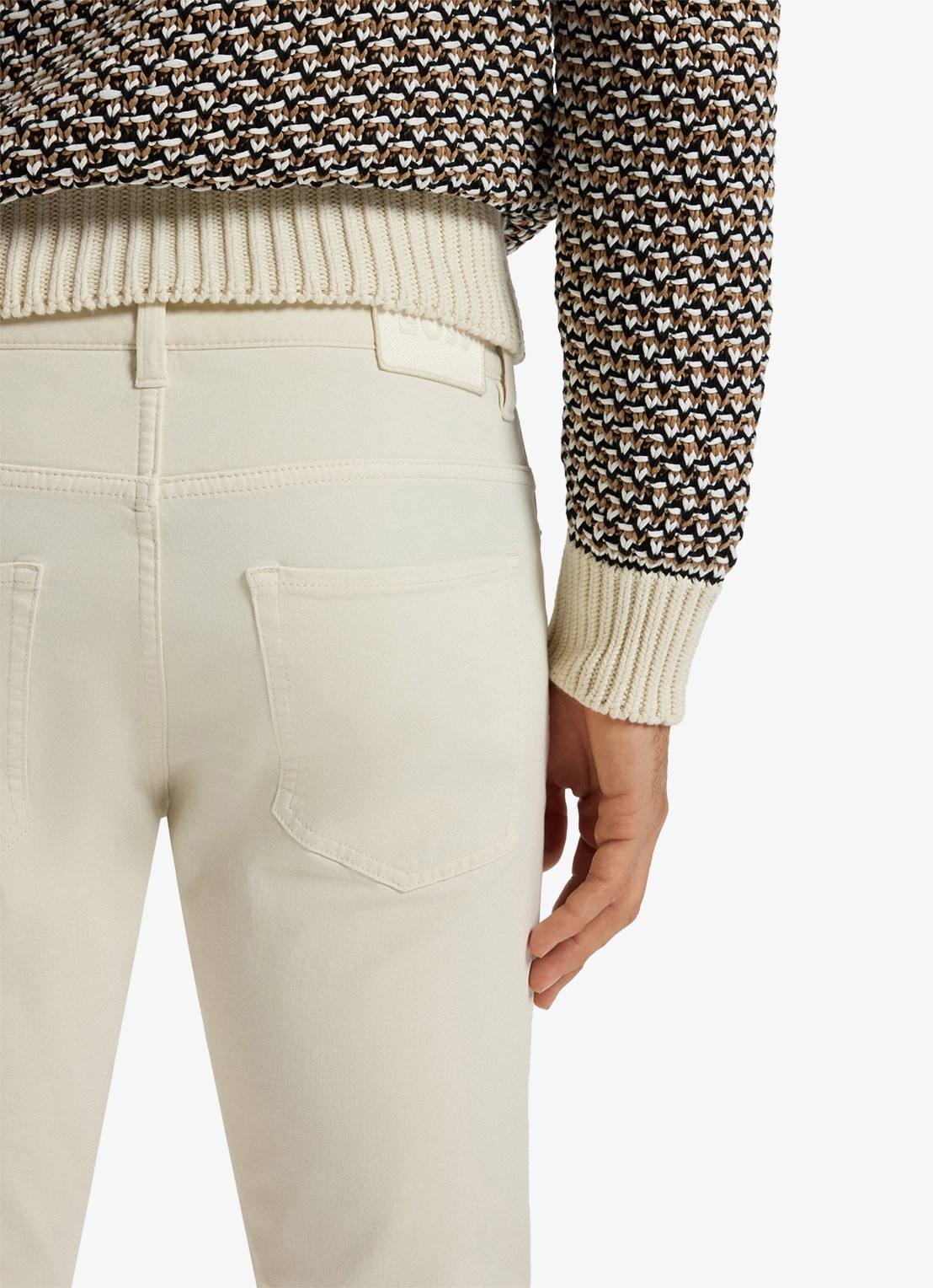 BOSS Slim-fit Delaware-broek van katoenen gabardine met stretch - detail 4 wit