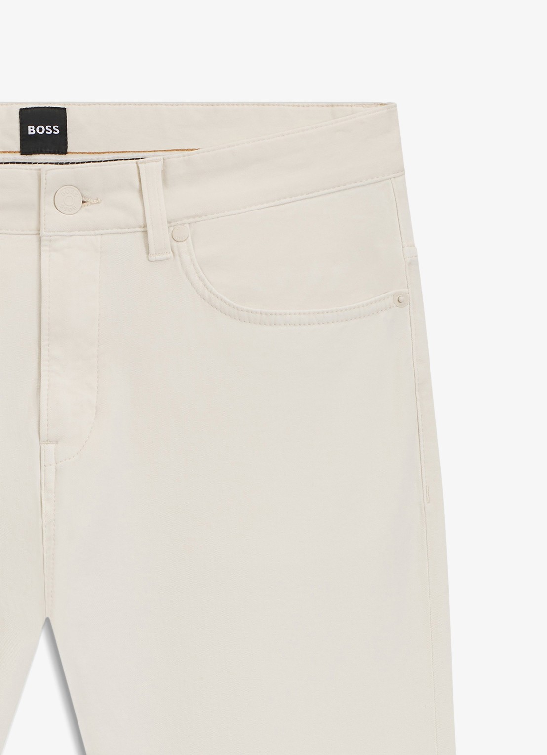 BOSS Slim-fit Delaware-broek van katoenen gabardine met stretch - detail 5 wit