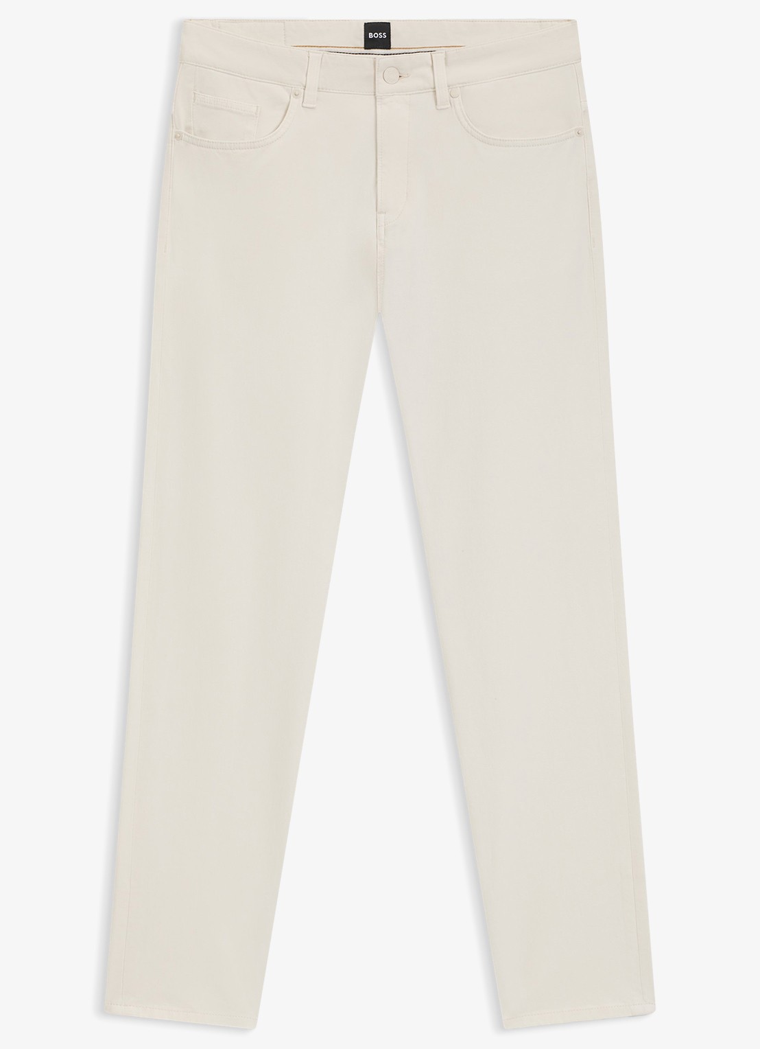 BOSS Slim-fit Delaware-broek van katoenen gabardine met stretch - voorkant wit