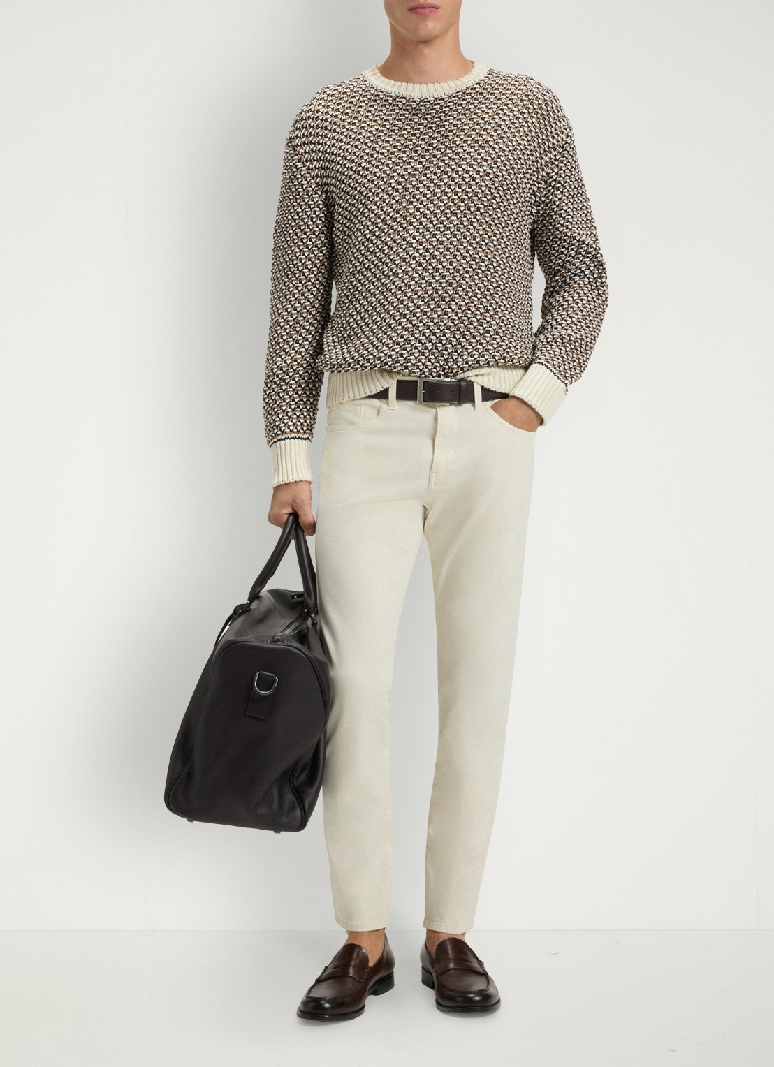 BOSS Slim-fit Delaware-broek van katoenen gabardine met stretch - voorkant 2 wit