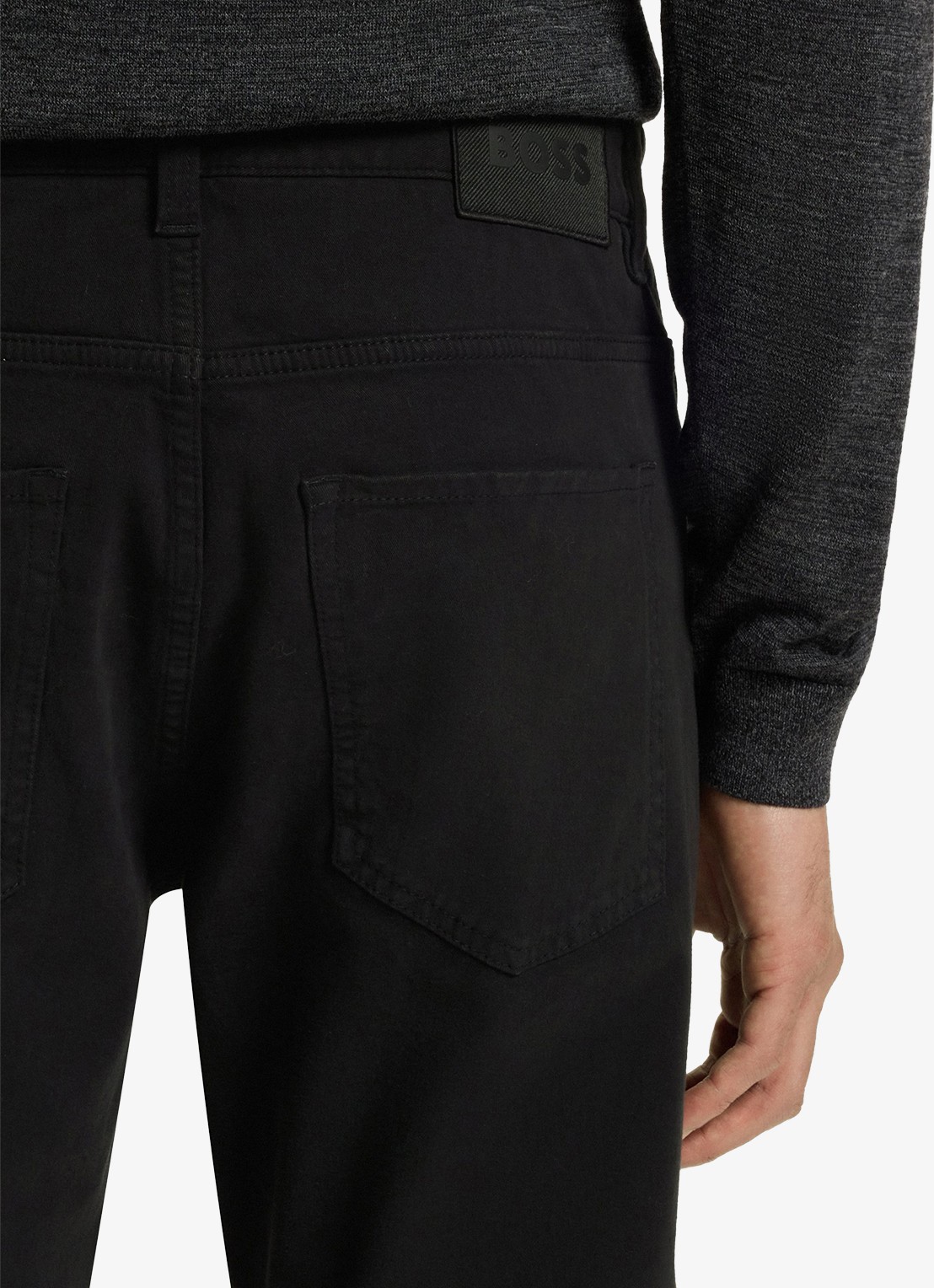 BOSS Slim-fit Delaware-broek van katoenen gabardine met stretch - detail 5 zwart