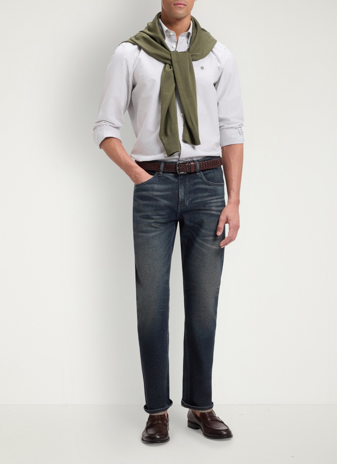 BOSS Slim fit jeans in katoenblend - voorkant 6 denim