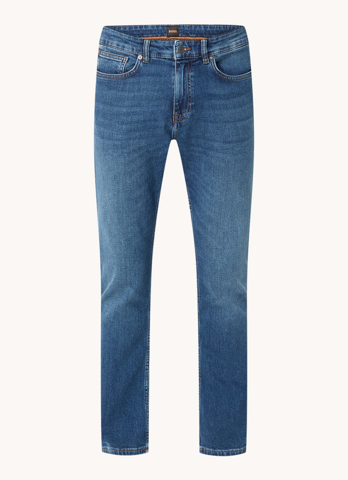 BOSS Slim fit jeans met medium wassing - voorkant 3 indigo