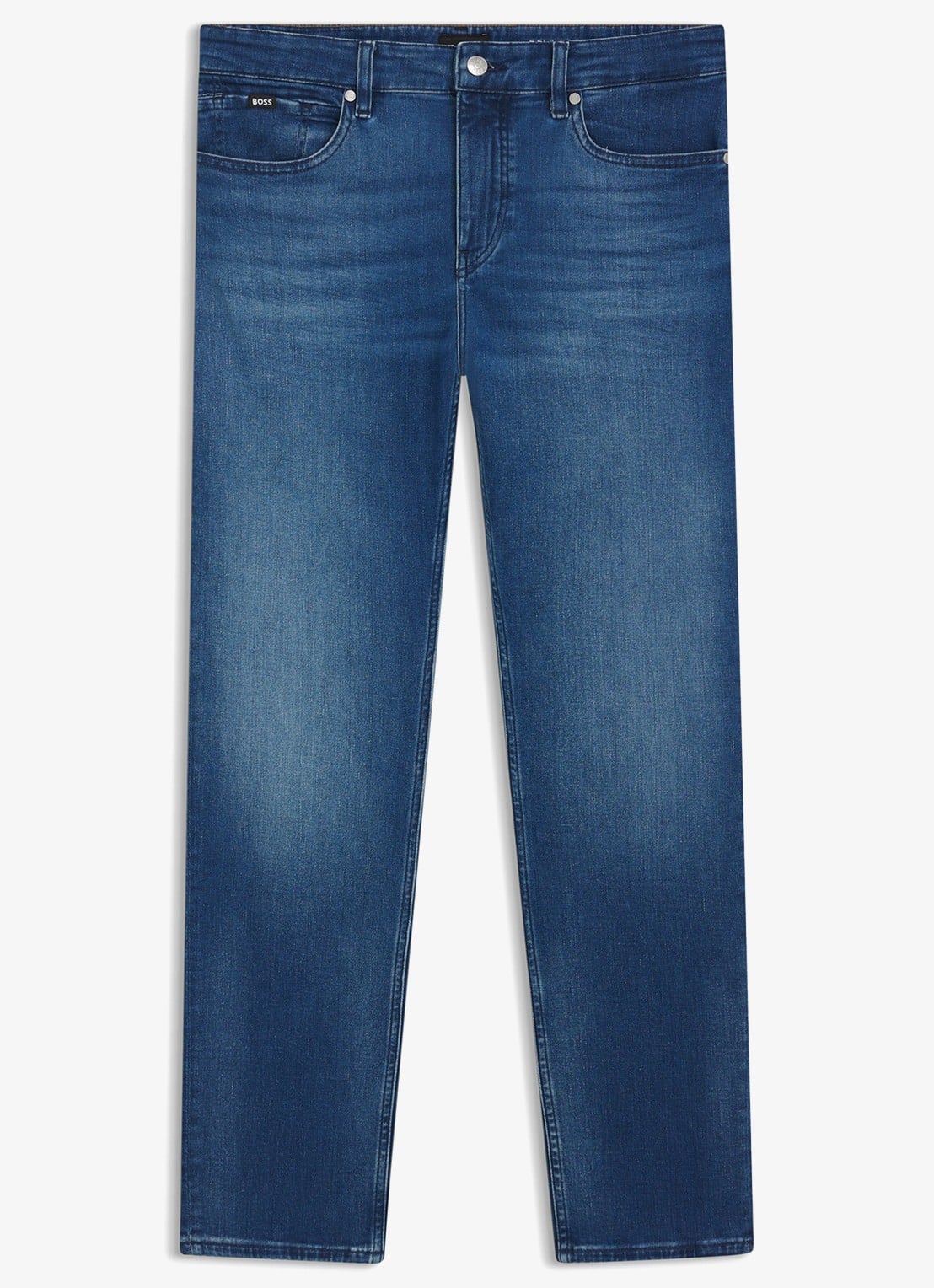 BOSS Slim fit jeans met medium wassing - voorkant 5 indigo
