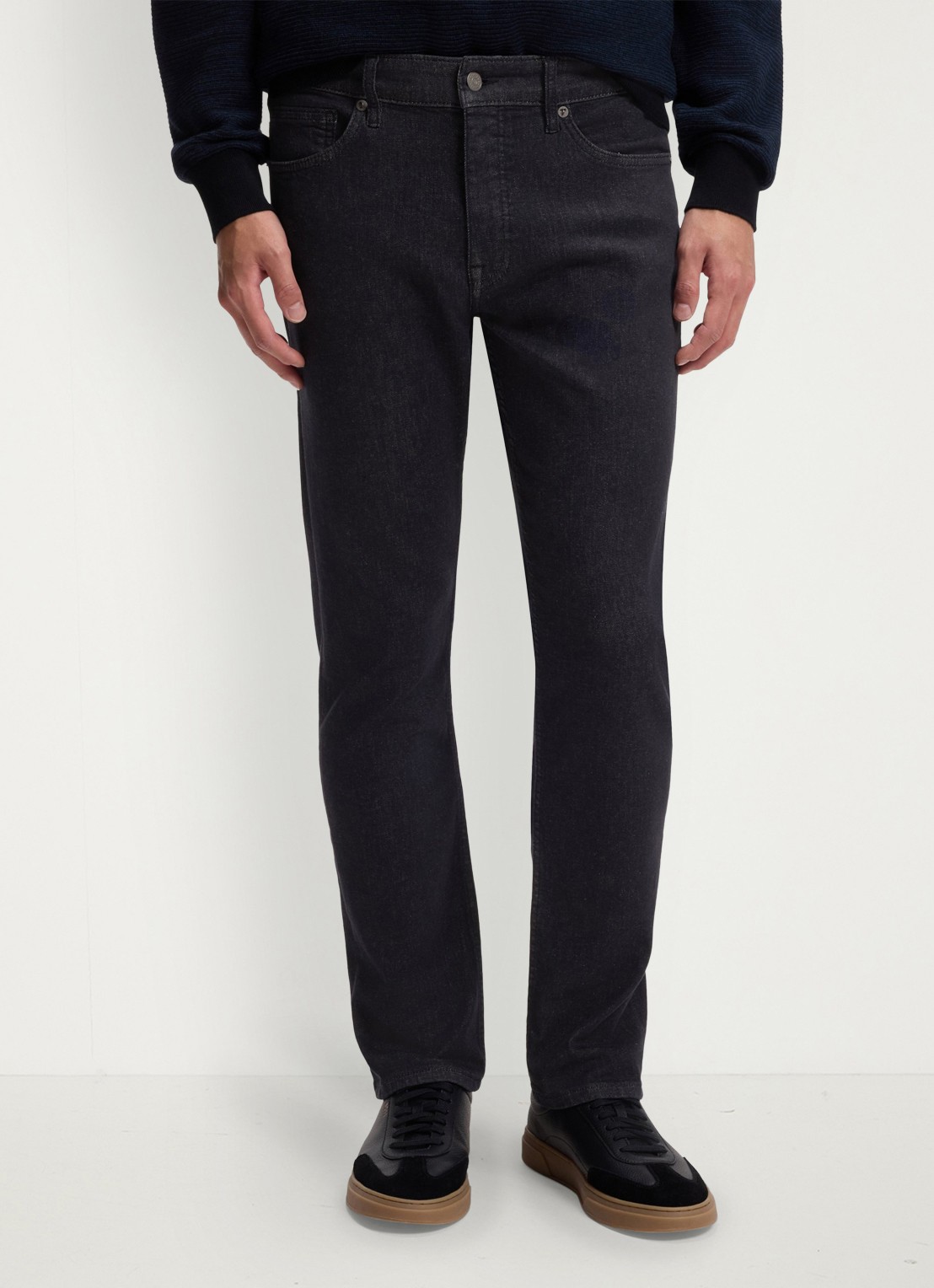 BOSS Slim fit jeans met steekzakken - detail donkergrijs
