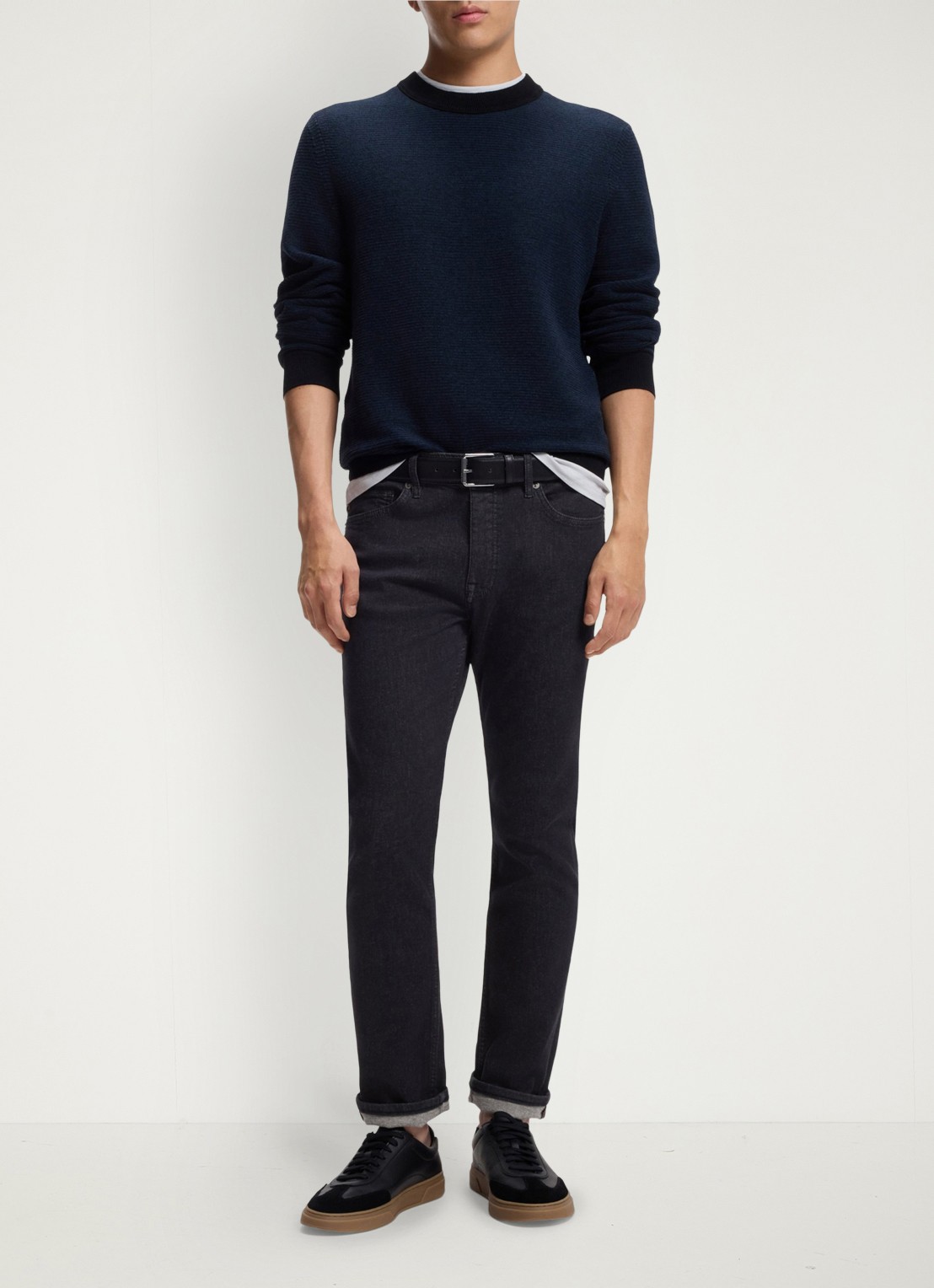 BOSS Slim fit jeans met steekzakken - voorkant 5 donkergrijs