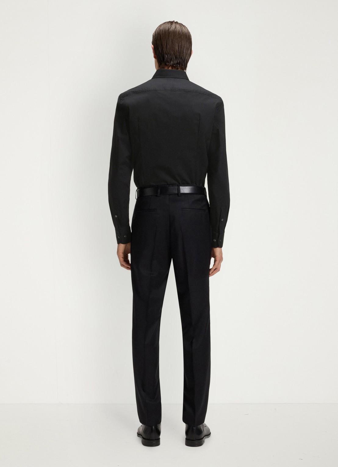 BOSS Slim-fit overhemd in gemakkelijk te strijken katoenen popeline met stretch - achterkant black-001 / zwart