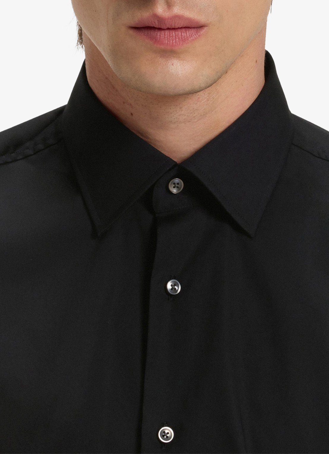 BOSS Slim-fit overhemd in gemakkelijk te strijken katoenen popeline met stretch - detail 5 black-001 / zwart