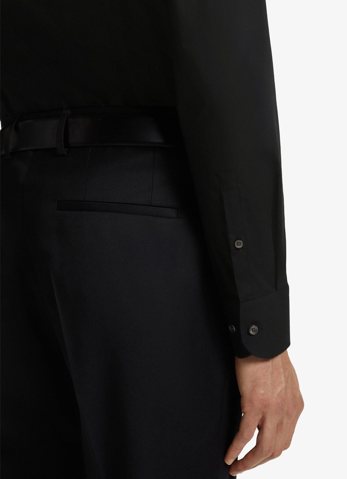 BOSS Slim-fit overhemd in gemakkelijk te strijken katoenen popeline met stretch - detail 6 black-001 / zwart
