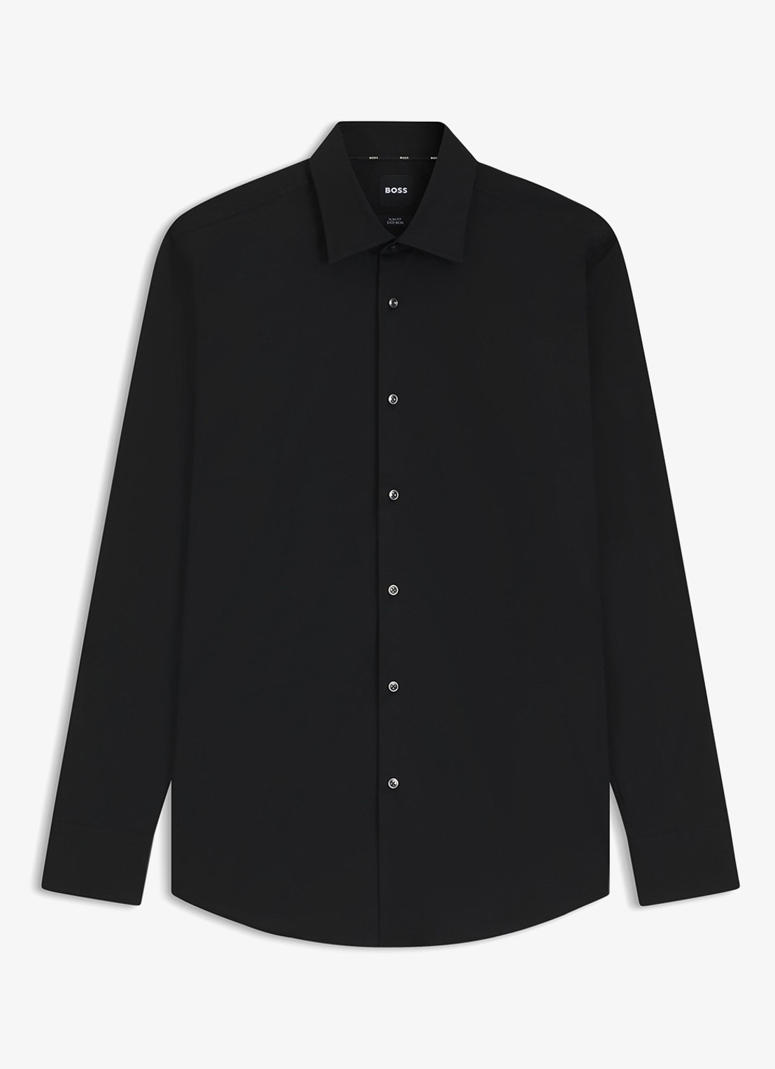 BOSS Slim-fit overhemd in gemakkelijk te strijken katoenen popeline met stretch - voorkant 2 black-001 / zwart
