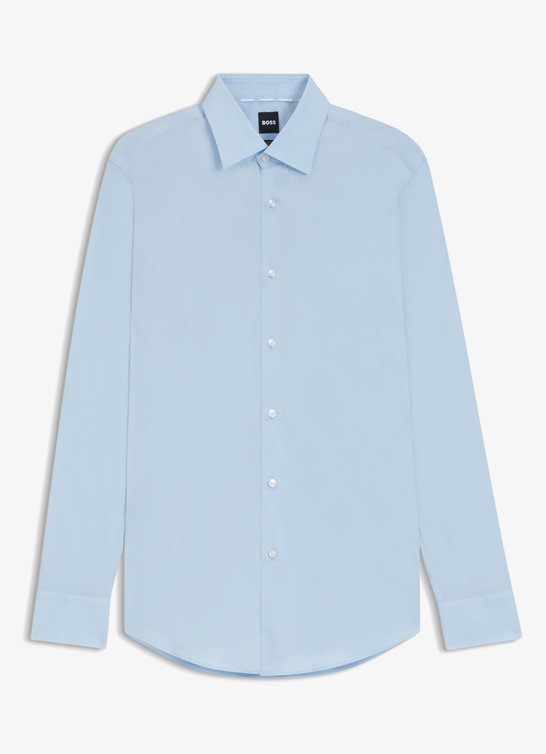 BOSS Slim-fit overhemd in gemakkelijk te strijken katoenen popeline met stretch - voorkant 4 light/pastel blue-452 / blauw