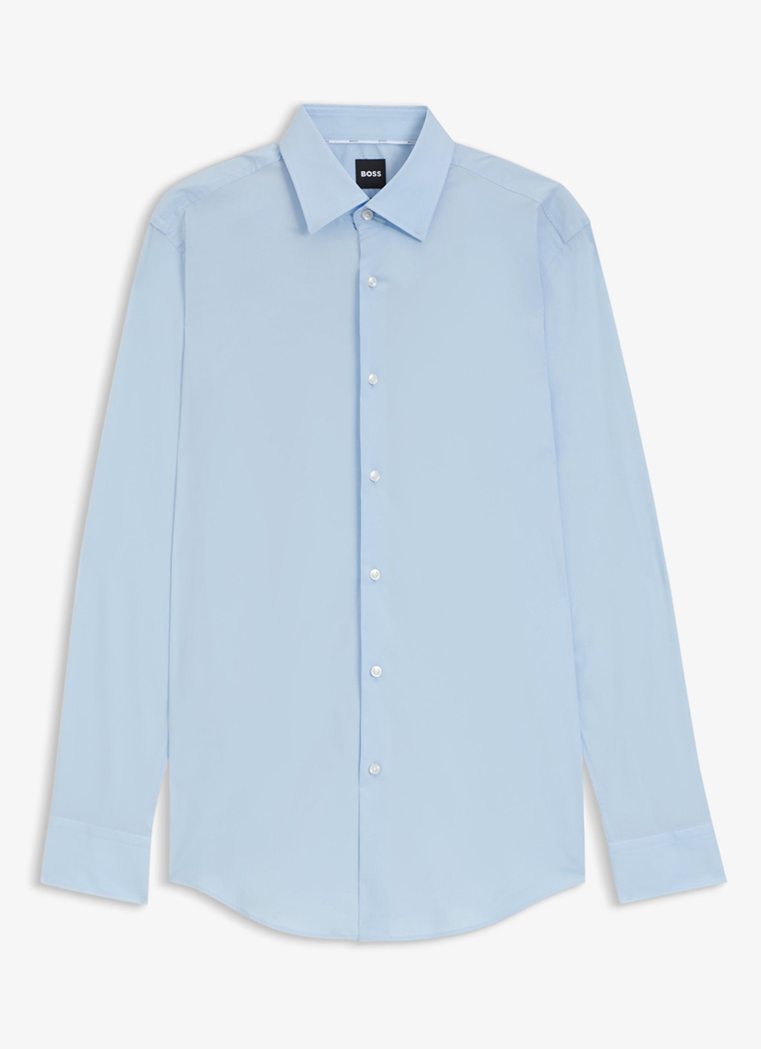 BOSS Slim-fit overhemd in gemakkelijk te strijken katoenen popeline met stretch - voorkant 5 light/pastel blue-452 / blauw